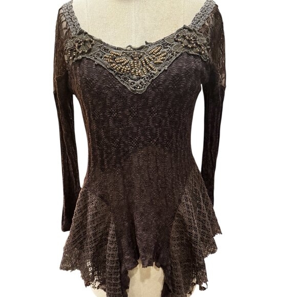 Pretty Angel Black Lace Tunic Dress – Size Large - Picture 1 of 4